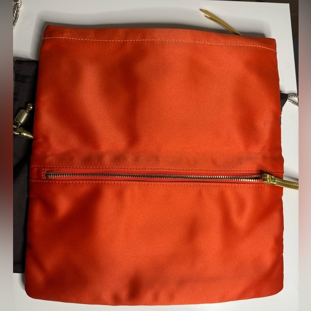 Coach Amanda Turnlock Kisslock Pink and Orange Chain Foldover Clutch Gold - Picture 2 of 8
